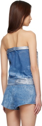 Diesel Blue Satin Denim Sleeveless Top