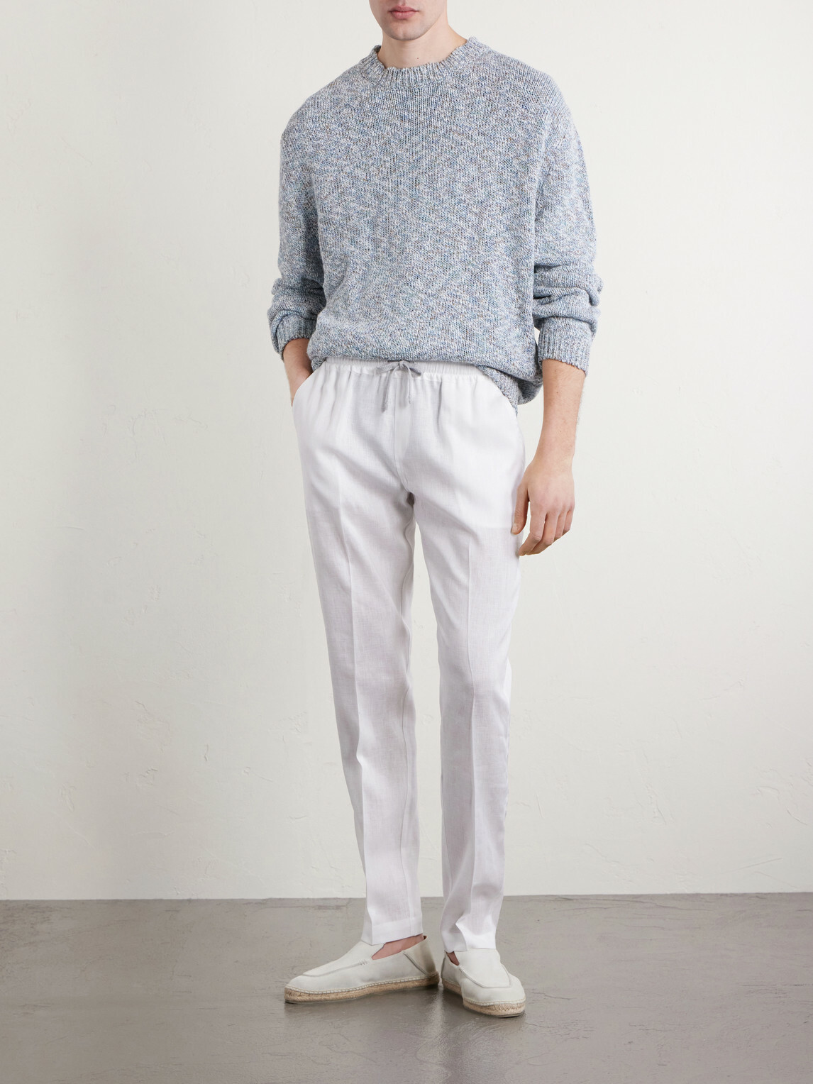 FEDELI - Bonifacio Straight-Leg Linen Drawstring Trousers - White
