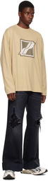 We11done Beige Bonded Long Sleeve T-Shirt