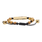 Dolce and Gabbana Black and Gold Beaded Logo Bracelet