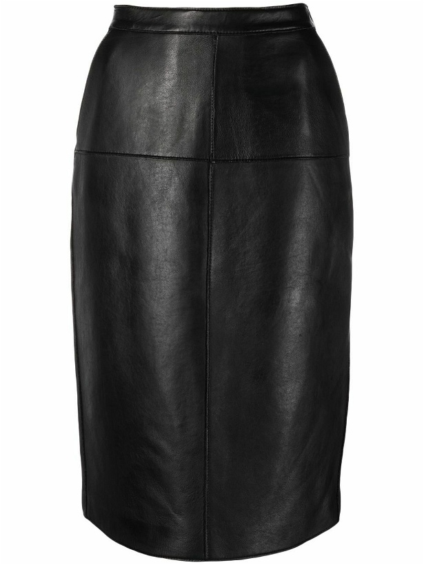 Photo: PAROSH - Leather Longuette Pencil Skirt