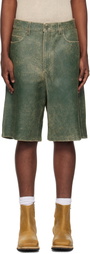 GUESS USA Green Crackle Leather Shorts