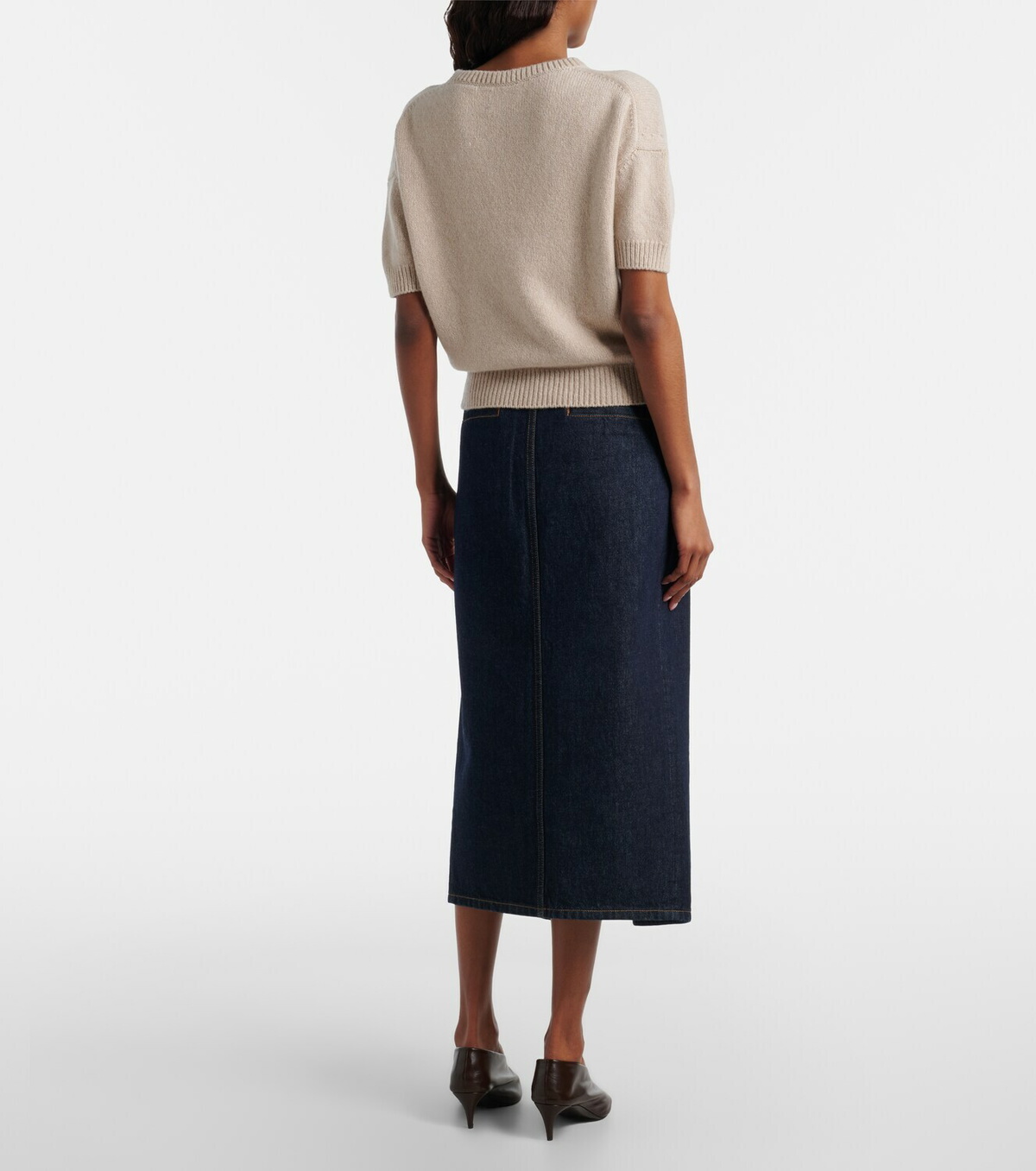 Khaite Anden denim midi skirt