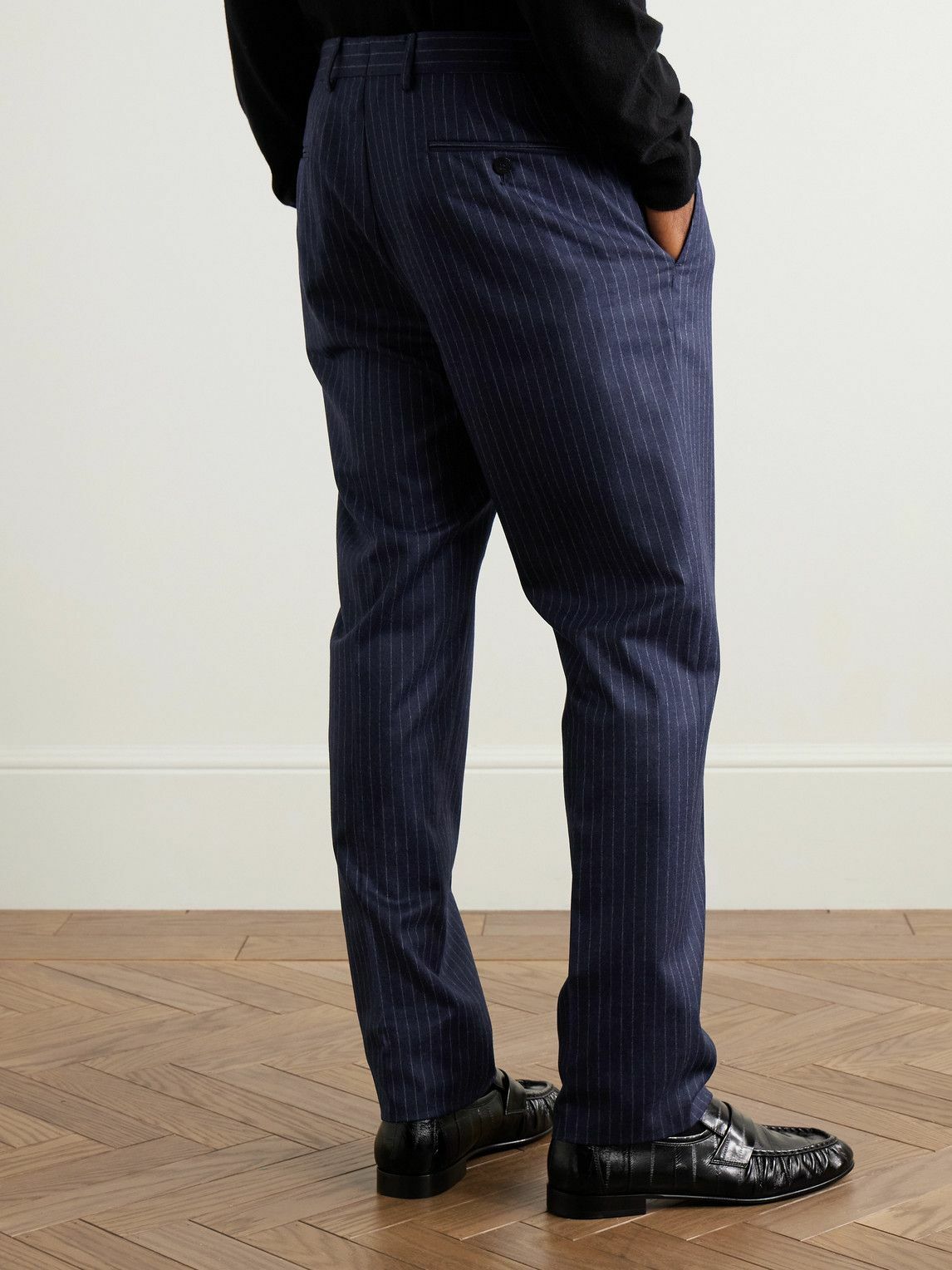 Caruso - Slim-Fit Pinstriped Wool Suit Trousers - Blue
