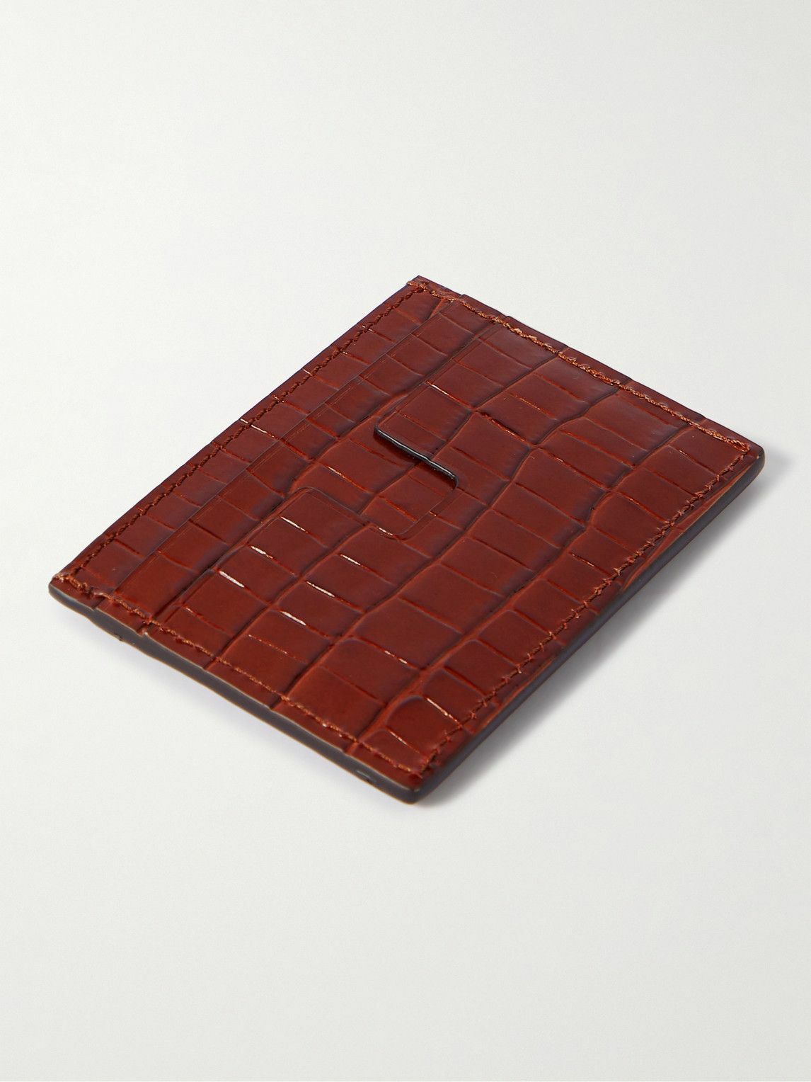 Tom Ford Green Croc-Embossed Leather cardholder