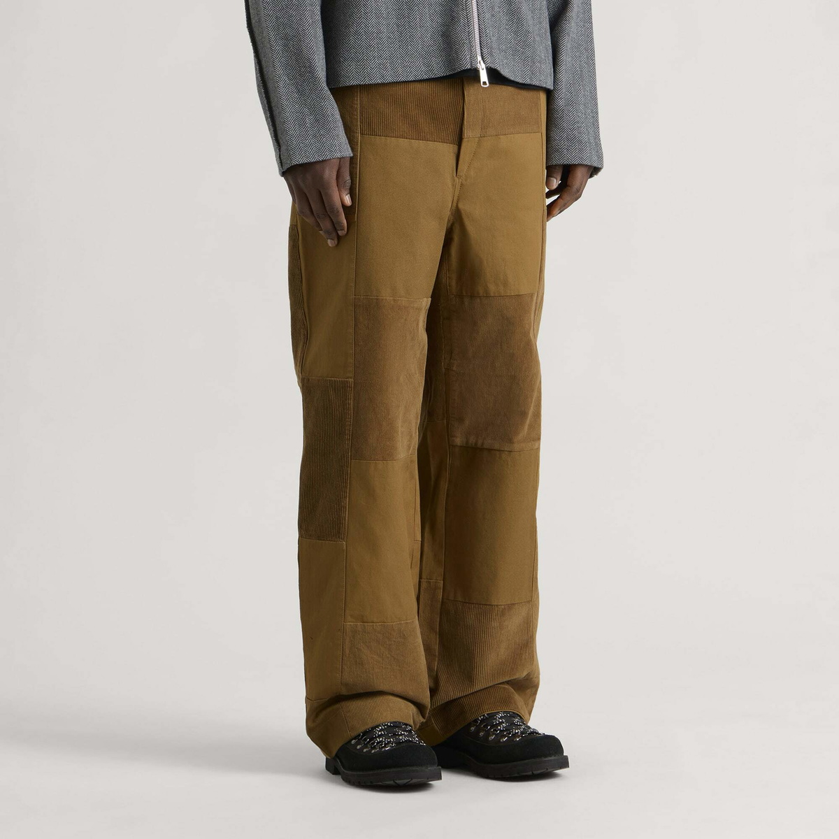 Junya Watanabe MAN Men's Patchwork Cotton Trousers in Brown Mix