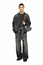 Diesel Zipped hoodie in dirt-effect Track Denim - Sweaters - Unisex - Black