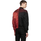 Marcelo Burlon County of Milan Black and Red Wings MA-1 Bomber Jacket