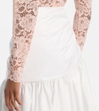 Self-Portrait Asymmetric cotton poplin midi skirt