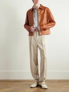 Versace - Full-Grain Leather Jacket - Brown