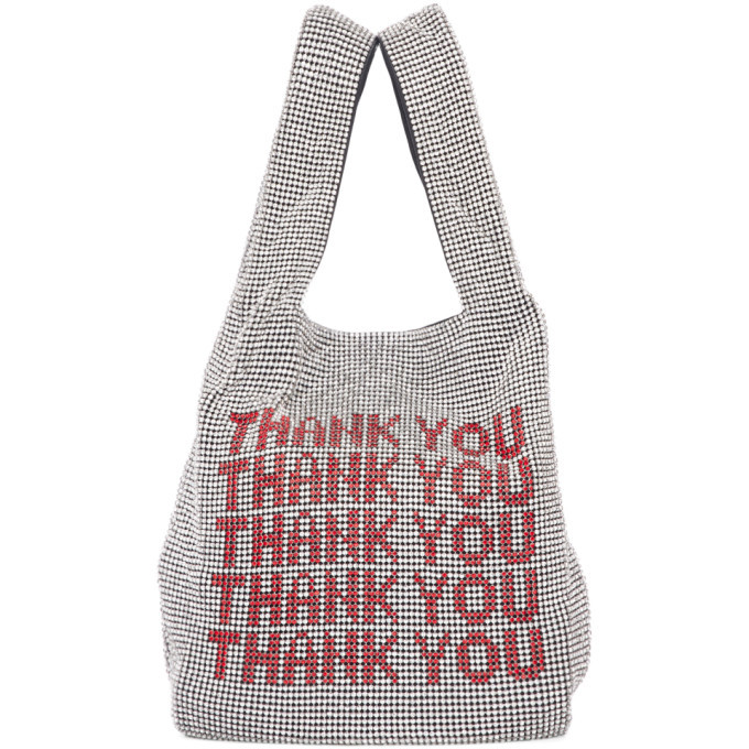 Alexander Wang Silver Rhinestone Mini Wanglock Shopper Tote