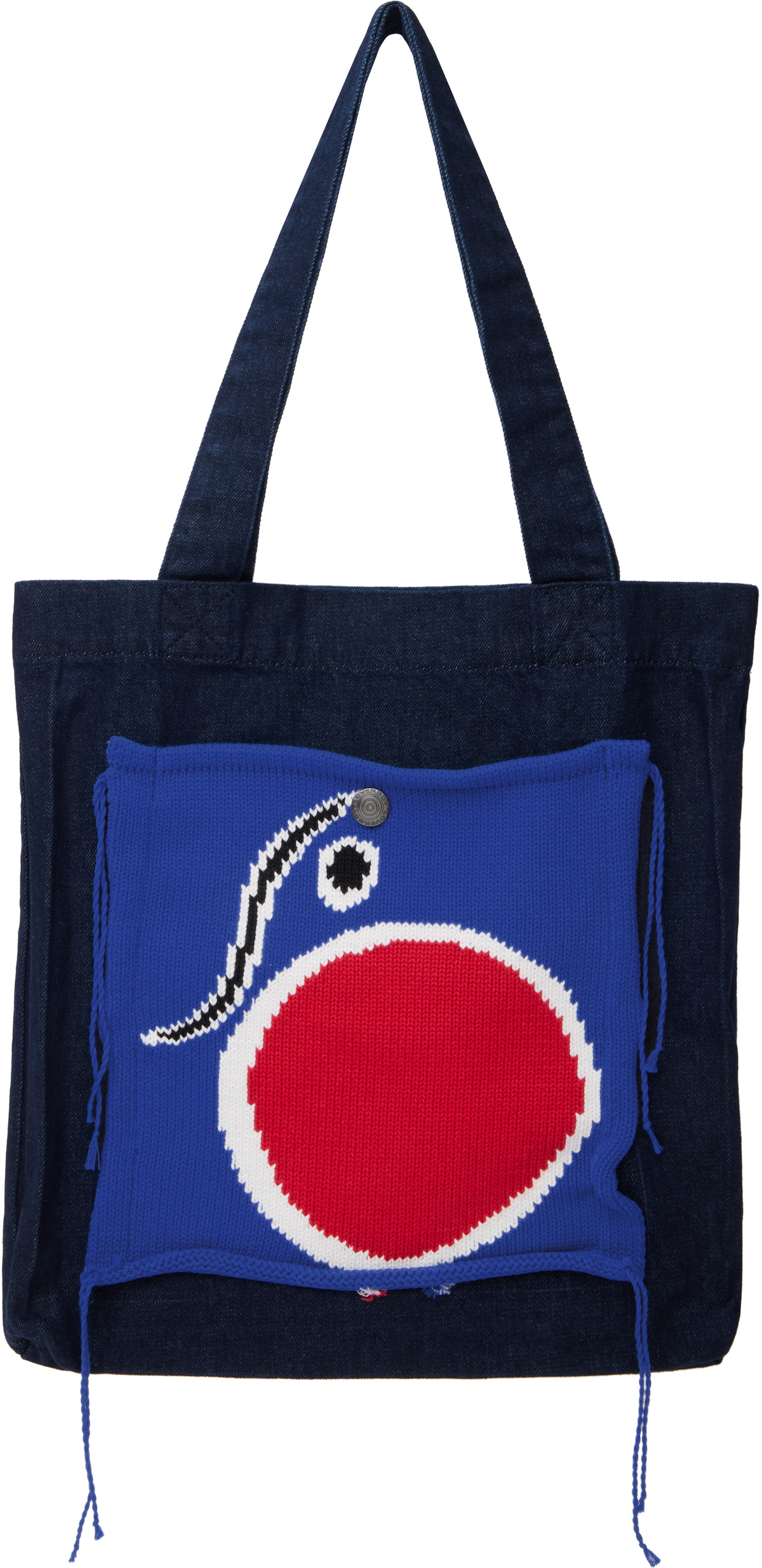 Charles Jeffrey LOVERBOY Navy Knit Patch Denim Tote Charles Jeffrey Loverboy