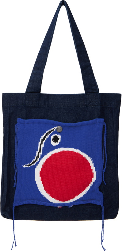 Photo: Charles Jeffrey LOVERBOY Navy Knit Patch Denim Tote