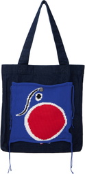 Charles Jeffrey LOVERBOY Navy Knit Patch Denim Tote