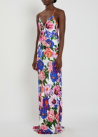 Borgo DE Nor Olive Floral-print Satin Maxi Dress Multicoloured