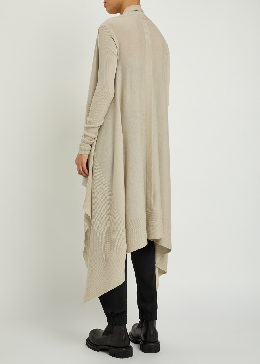 Rick Owens Asymmetric Wool Cardigan Sand