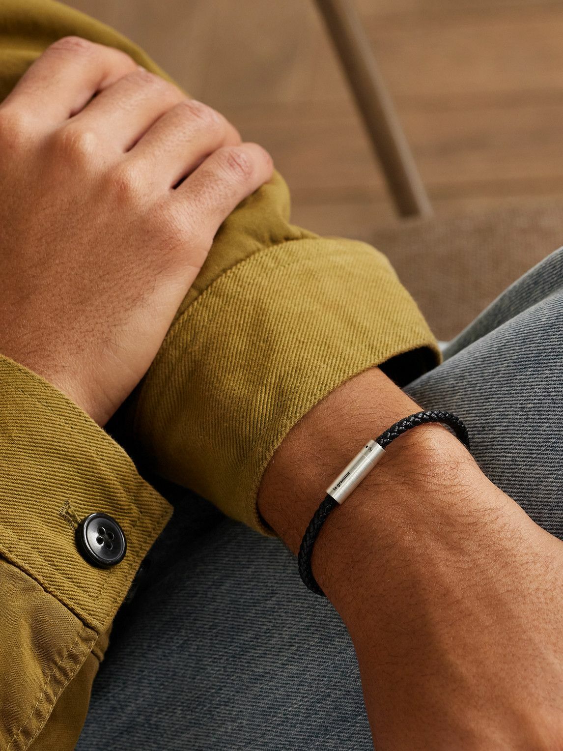 Le Gramme - 7g Sterling Silver and Leather Cable Bracelet - Black