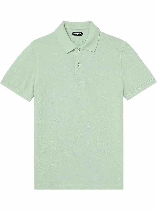 Photo: TOM FORD - Cotton-Piqué Polo Shirt - Green