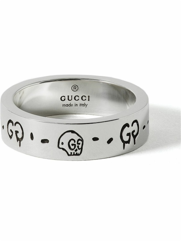 Photo: GUCCI - Logo-Engraved Silver Ring - Silver