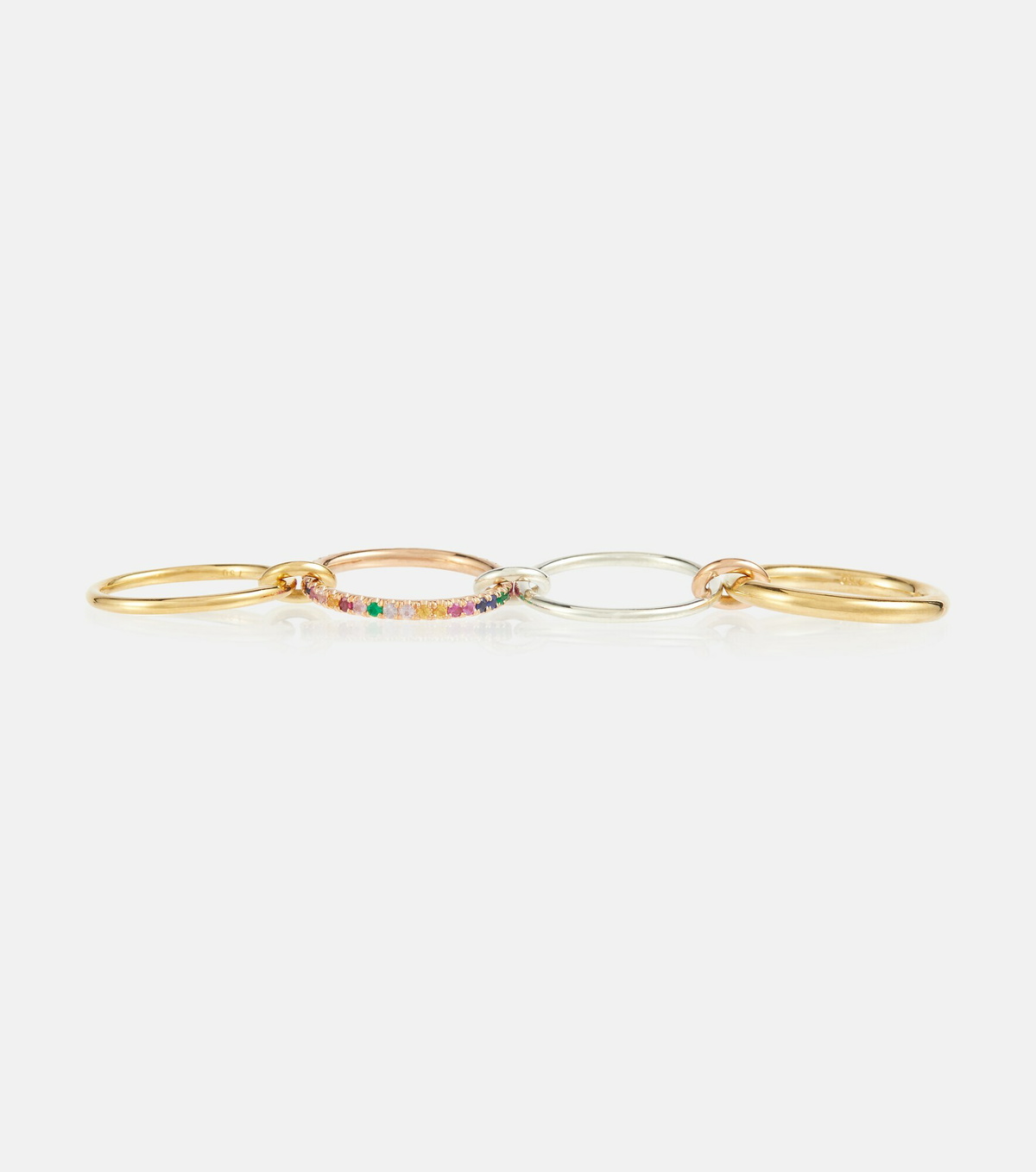 Spinelli Kilcollin - Nimbus 18kt gold linked rings with sapphires and emeralds