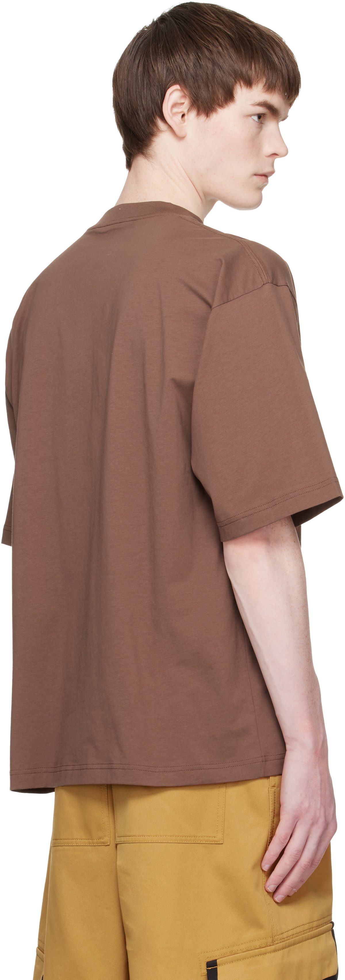 Marni Brown Cotton 'Marni Wave Print' T-shirt