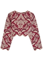 Farm Rio Jacquard Woven Crop top Red