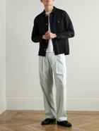 Folk - Straight-Pleated Cotton-Blend Seersucker Trousers - Gray