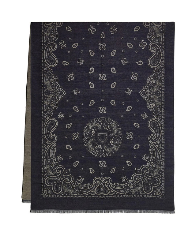 Photo: Ferragamo Mens Arabesque print stole in Blue