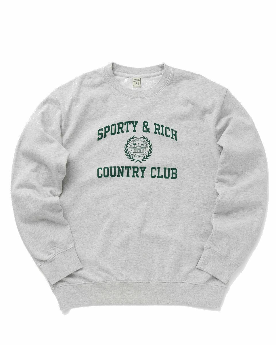 Photo: Sporty & Rich Varsity Crest Crewneck Grey - Mens - Sweatshirts