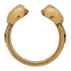 Alexander McQueen Gold Twin Skull and Snake Ring