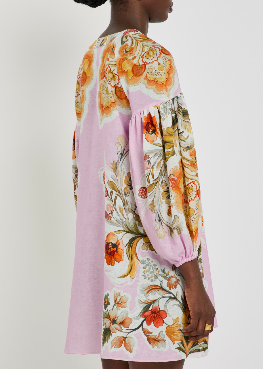 Borgo DE Nor Harlow Floral-print Linen and Cotton-blend Mini Dress Purple