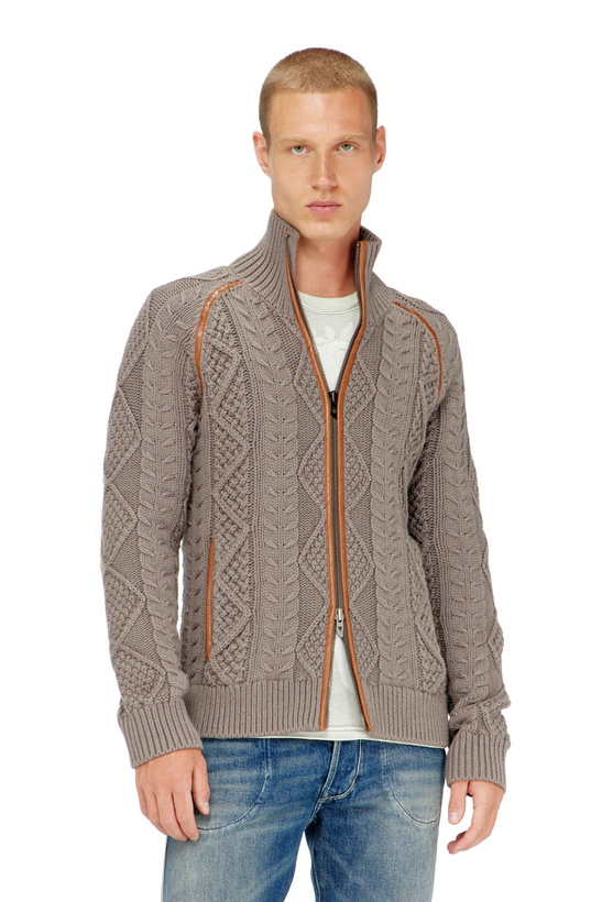 Photo: Diesel Zip cardigan in cable knit - Knitwear Mens in Grey