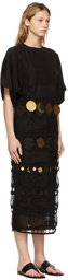 Loewe Black Linen Embroidered Dress