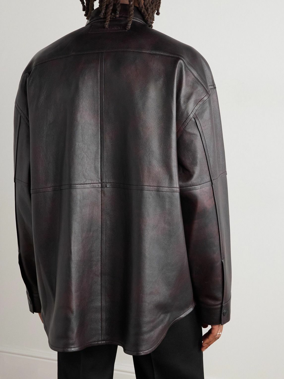 Acne Studios - Laraw Oversized Leather Shirt Jacket - Burgundy