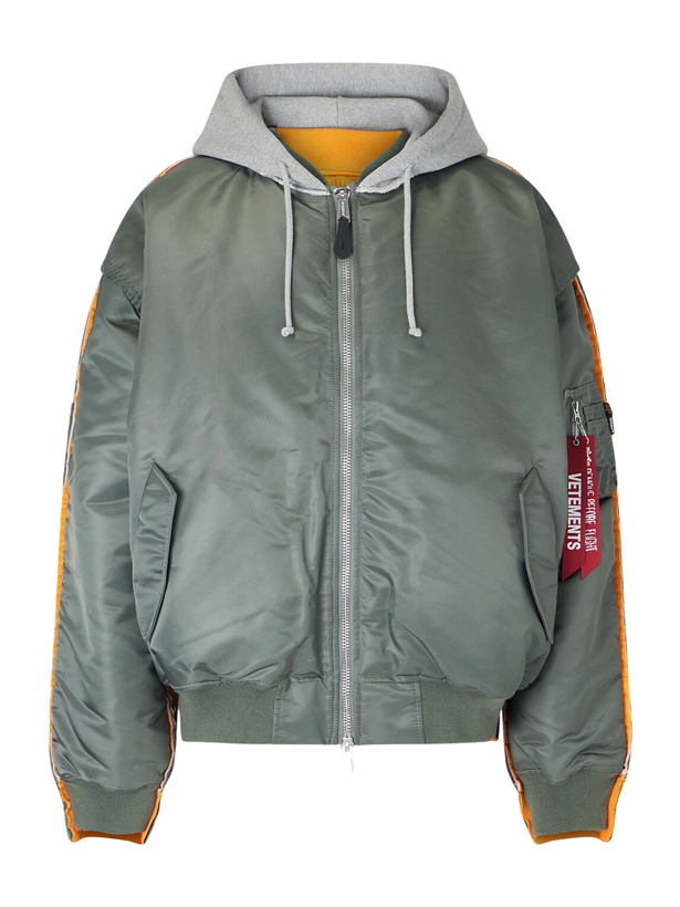 Photo: VETEMENTS - Padded Shell and Cotton-Blend Jersey Hooded Jacket - Green
