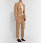 Gucci - Beige Cropped Tapered Logo-Jacquard Cotton-Blend Suit Trousers - Camel