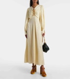Chloé Gathered silk jacquard maxi dress
