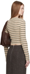 AURALEE Beige Shetland Wool Cashmere Rib Knit Boat-Neck Sweater