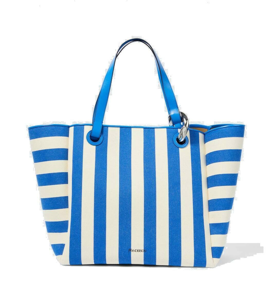 Photo: JW Anderson Striped leather-trimmed canvas tote bag