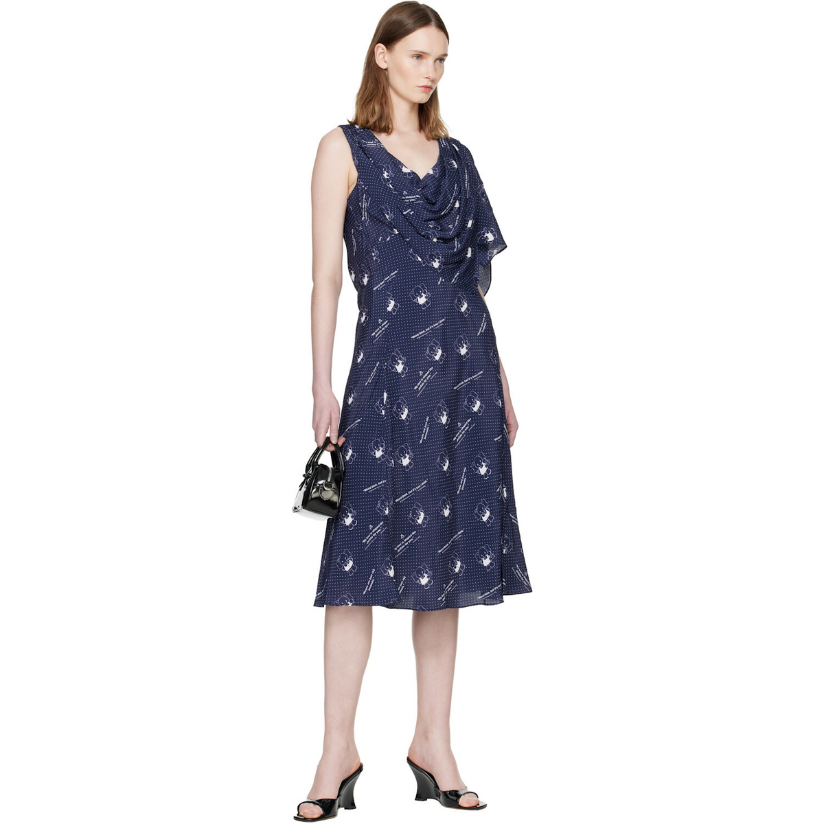 Sandy Liang Navy Sonata Midi Dress