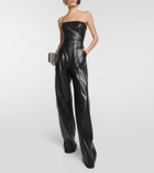 Alex Perry Strapless faux-leather jumpsuit