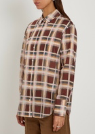 Frame The Plaid Boy Cotton and Silk-blend Shirt Red
