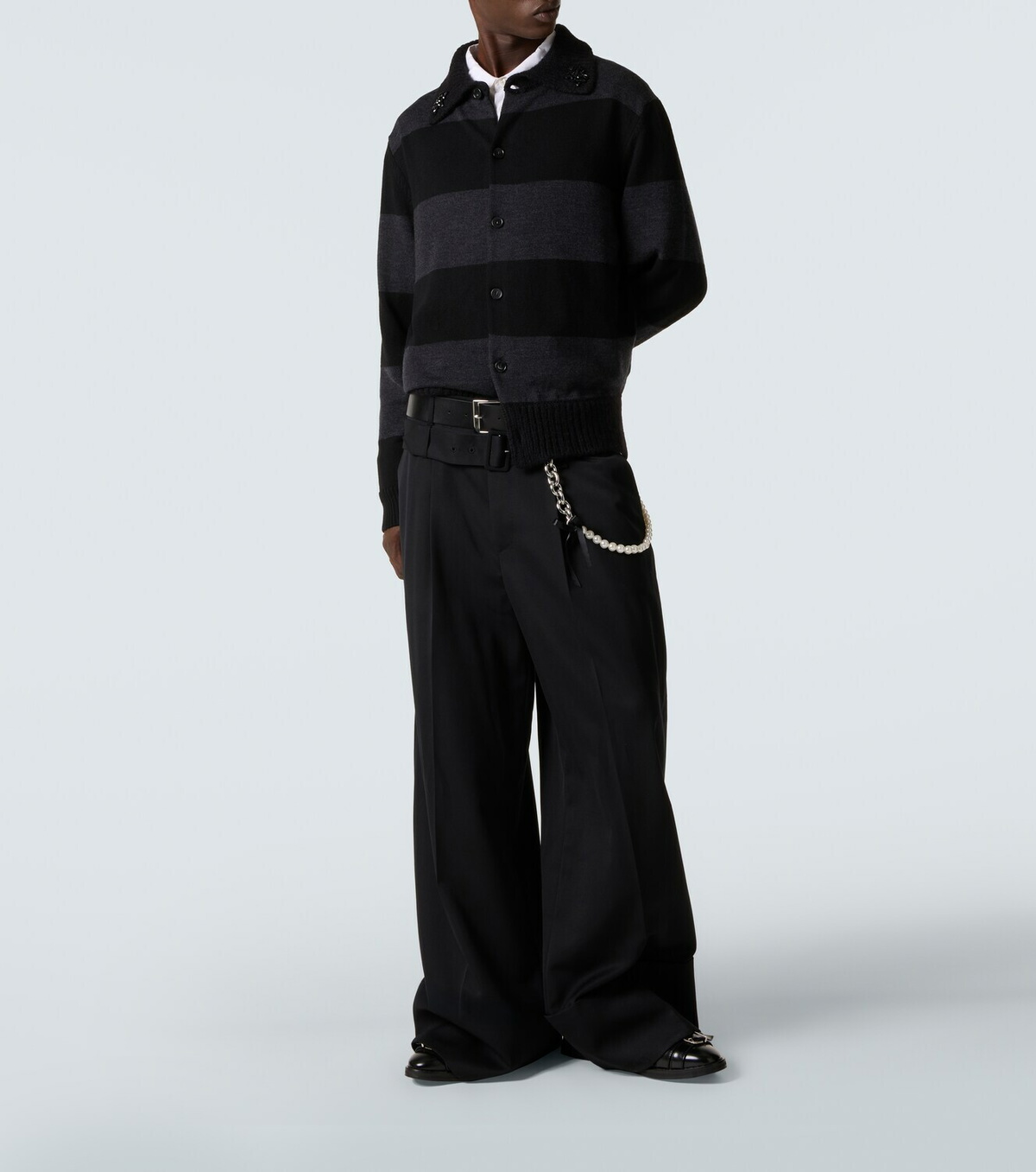 Simone Rocha Embellished striped wool cardigan