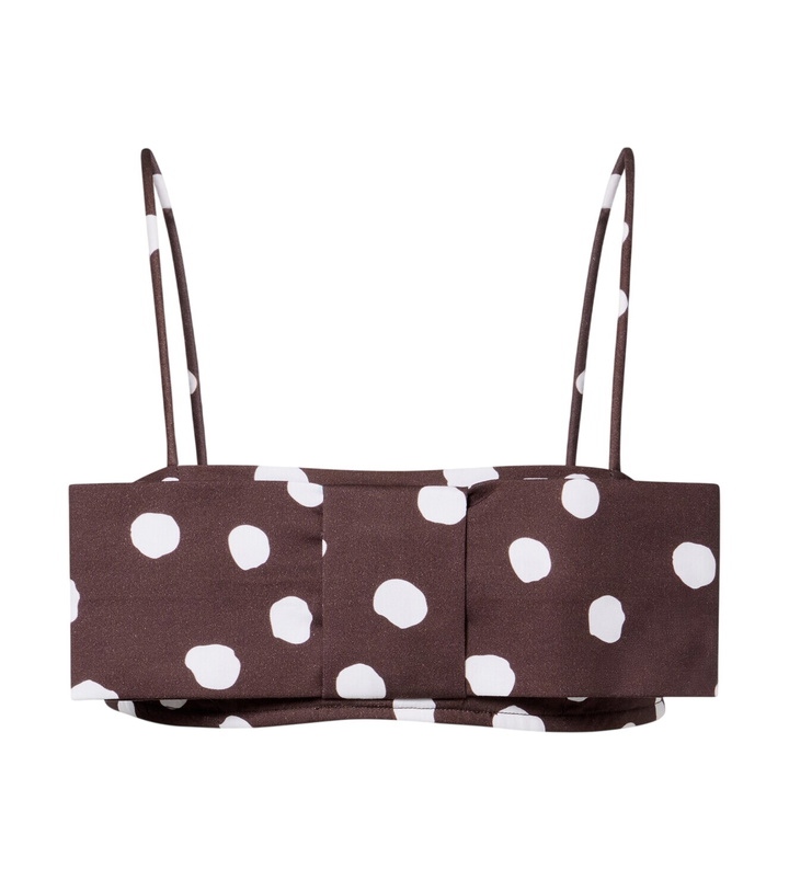 Photo: Adriana Degreas Bow-detail polka-dot cotton-blend bandeau top