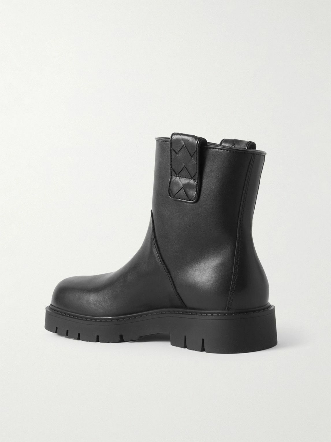 Bottega Veneta - Haddock Intrecciato-Detailed Leather Boots - Black