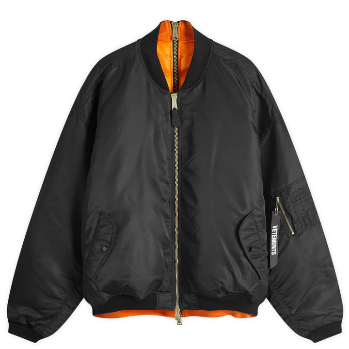 Photo: VETEMENTS Men's Double Zip Bomber Jacket in Black