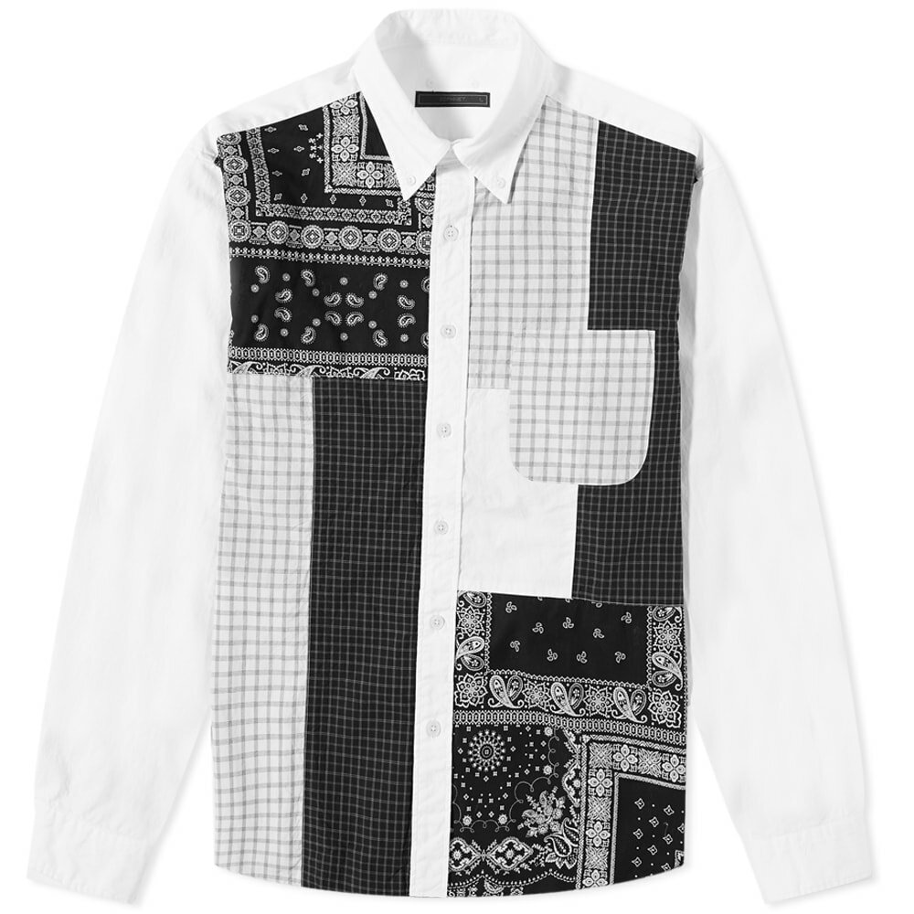 SOPHNET. Men's SOPHNET Patchwork Shirt in White SOPHNET.