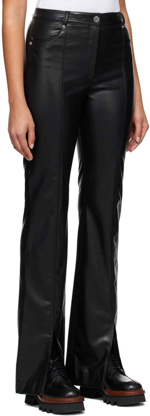 Hugo Black Slit Faux-Leather Pants