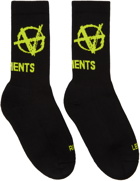 VETEMENTS Black & Yellow Anarchy Logo Socks