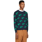 Kenzo Navy and Green Jumping Tiger Sweatshirt